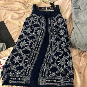 Navy Blue patterned dress size M.